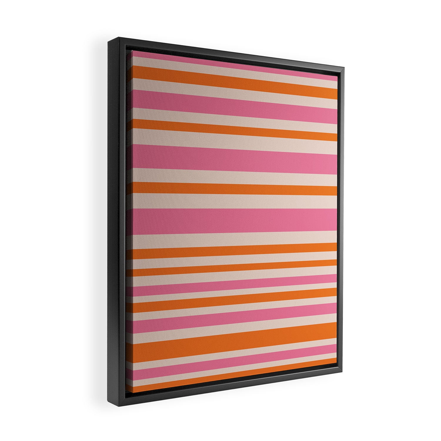 Variable Stripe Pattern in Retro Pink Orange Framed Canvas Print Gallery Image 2