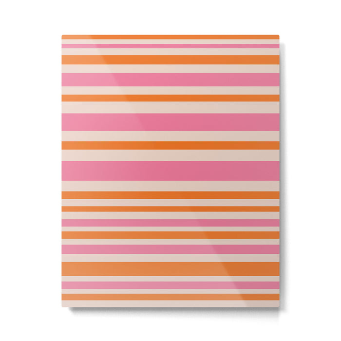 Variable Stripe Pattern in Retro Pink Orange Metal Print Gallery Image 1