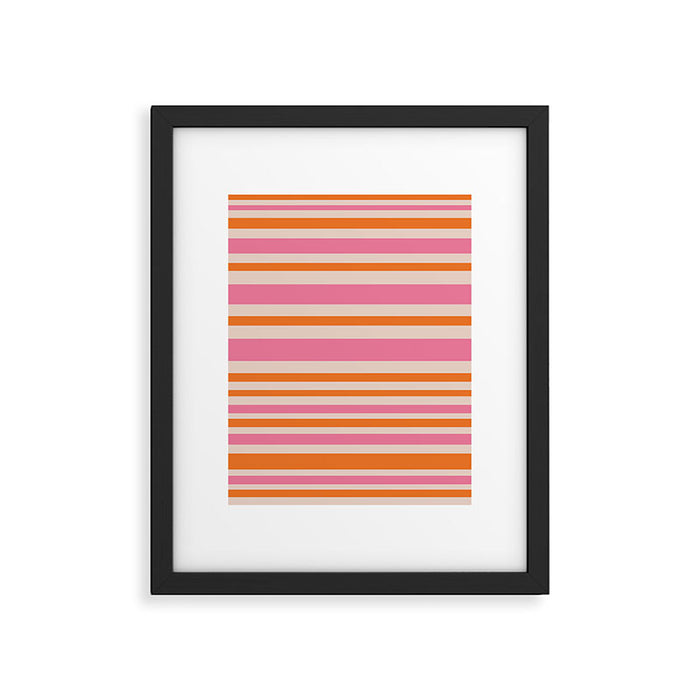 Variable Stripe Pattern in Retro Pink Orange Framed Art Print Gallery Image 1