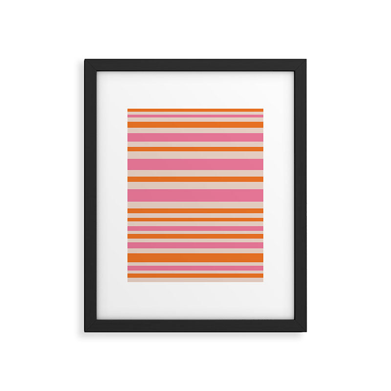 Variable Stripe Pattern in Retro Pink Orange Framed Art Print Gallery Image 6