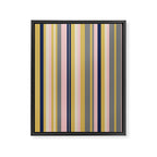 Variegated Thin Stripes Pattern in Mustard Yellow, Gray, Navy Blue, and Pink Framed Canvas Print Gallery Image 8