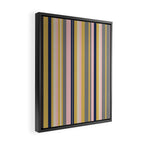 Variegated Thin Stripes Pattern in Mustard Yellow, Gray, Navy Blue, and Pink Framed Canvas Print Gallery Image 2