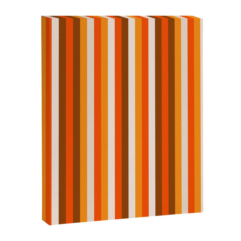 Vertical Fine Stripes in Retro 70s Orange and Brown Canvas Print Gallery Image 8