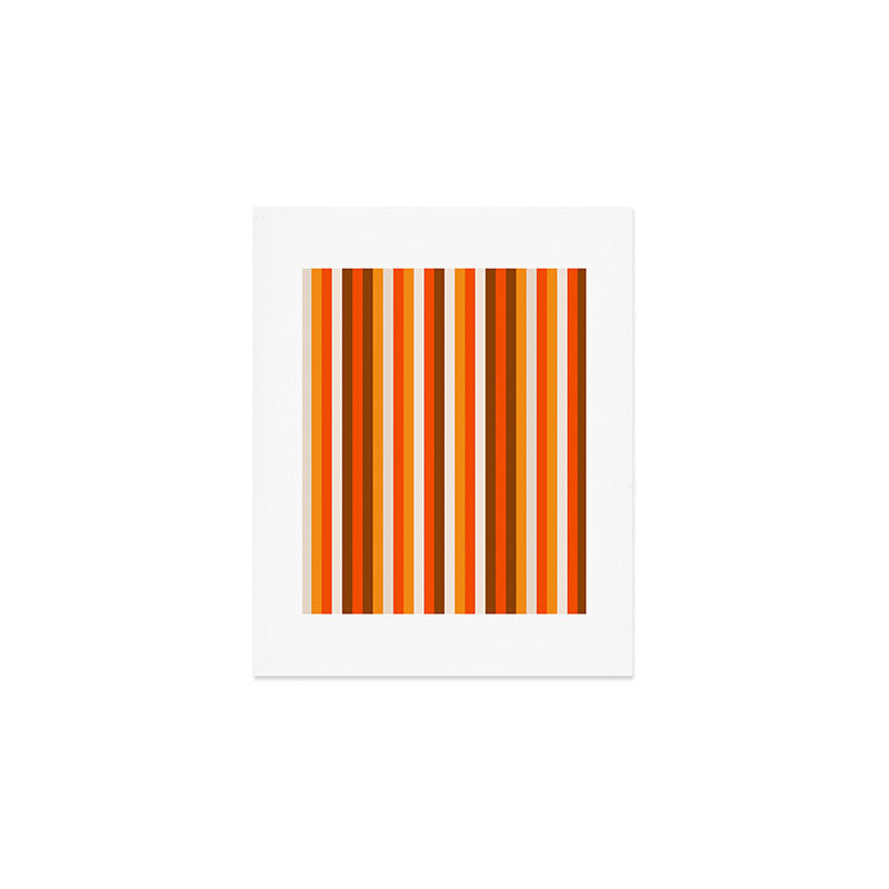 Vertical Fine Stripes in Retro 70s Orange and Brown Art Print Gallery Image 1