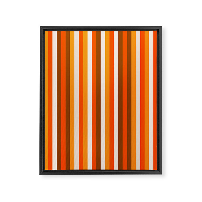 Vertical Fine Stripes in Retro 70s Orange and Brown Framed Canvas Print Gallery Image 8