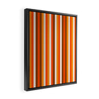 Vertical Fine Stripes in Retro 70s Orange and Brown Framed Canvas Print Gallery Image 2