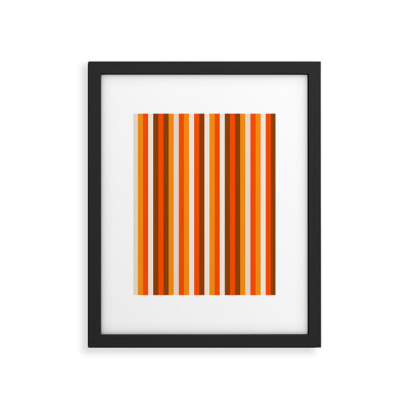Vertical Fine Stripes in Retro 70s Orange and Brown Framed Art Print Gallery Image 6