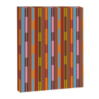 Vertical Stripe Geo Chain Eclectic Multicolored Pattern with Brown Canvas Print Gallery Image 8