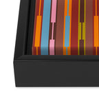 Vertical Stripe Geo Chain Eclectic Multicolored Pattern with Brown Framed Canvas Print Gallery Image 3
