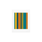 Vertical Stripe Pattern in Moroccan Teal Blue Orange Green Mustard Art Print Gallery Image 1