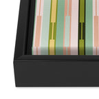Vertical Striped Geo Chain Geometric Pattern Green Pink Yellow Framed Canvas Print Gallery Image 3