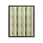Vertical Striped Geo Chain Geometric Pattern Green Pink Yellow Framed Canvas Print Gallery Image 8