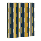 Vertical Striped Geo Chain Geometric Pattern Navy Blue Mustard Yellow Gray White Canvas Print Gallery Image 8