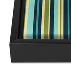 Vertical Stripes Blue Aqua Olive Vanilla Framed Canvas Print Gallery Image 3
