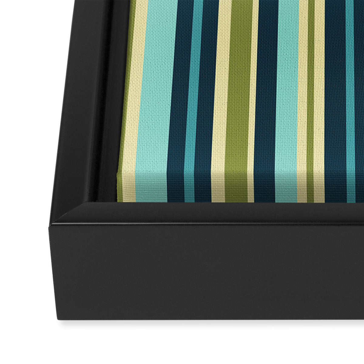 Vertical Stripes Blue Aqua Olive Vanilla Framed Canvas Print Gallery Image 3