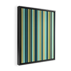 Vertical Stripes Blue Aqua Olive Vanilla Framed Canvas Print Gallery Image 2