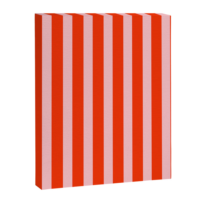 Vertical Stripes Bold Fun Basic Pattern in Orange and Pink Canvas Print Gallery Image 1
