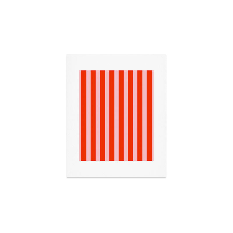 Vertical Stripes Bold Fun Basic Pattern in Orange and Pink Art Print Gallery Image 1