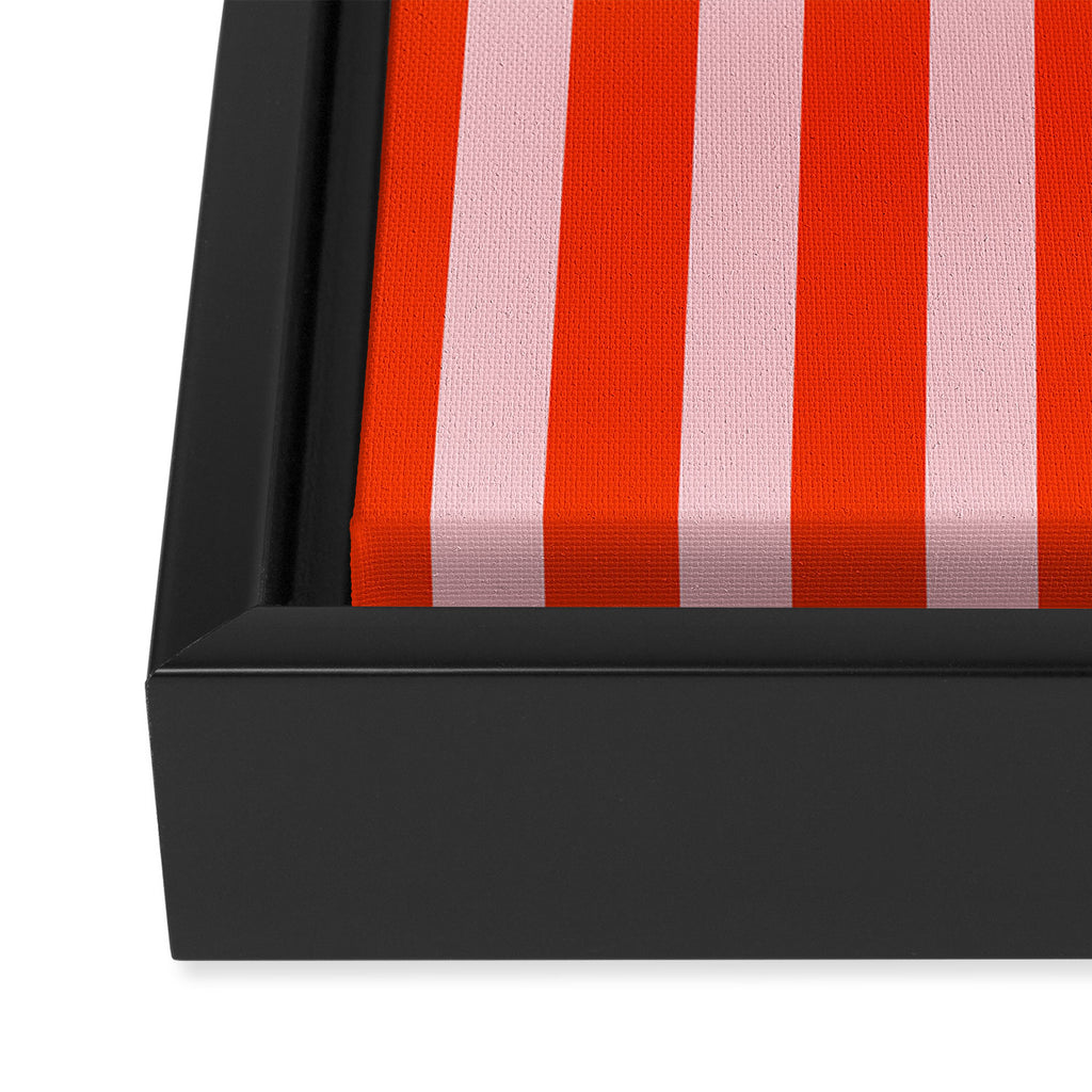 Vertical Stripes Bold Fun Basic Pattern in Orange and Pink Framed Canvas Print Gallery Image 3