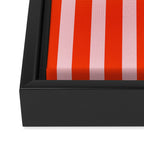 Vertical Stripes Bold Fun Basic Pattern in Orange and Pink Framed Canvas Print Gallery Image 3