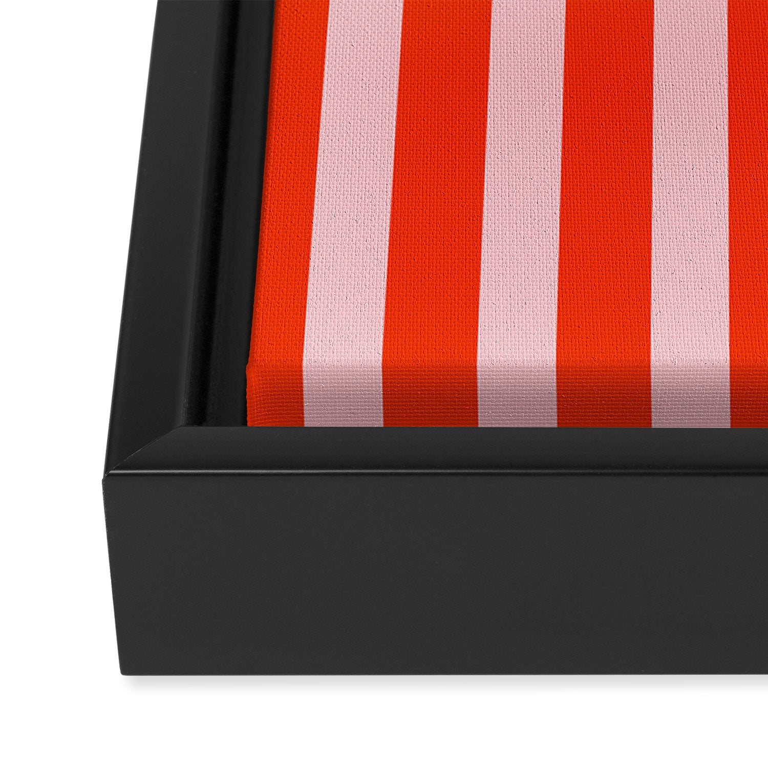 Vertical Stripes Bold Fun Basic Pattern in Orange and Pink Framed Canvas Print Gallery Image 3