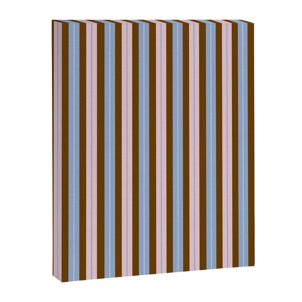 Vertical Stripes Double Stripe Pattern in Pastel Blue Pink Brown Canvas Print Gallery Image 8