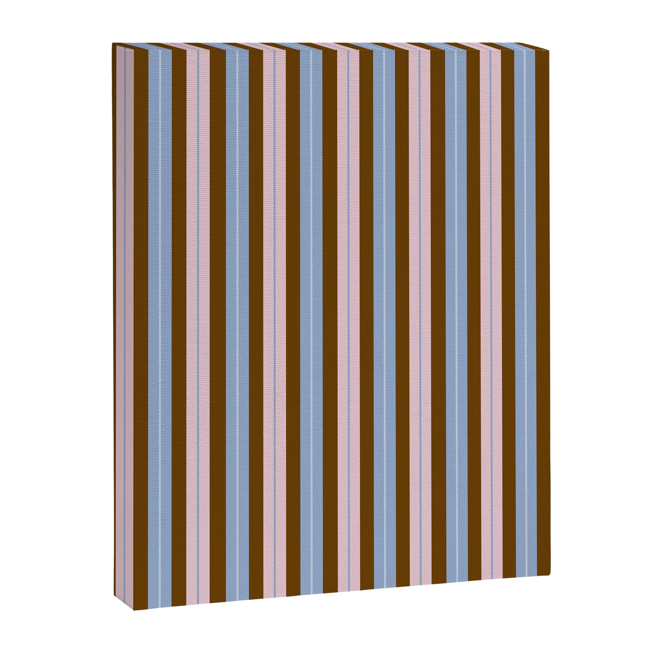 Vertical Stripes Double Stripe Pattern in Pastel Blue Pink Brown Canvas Print Gallery Image 8