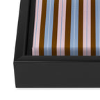 Vertical Stripes Double Stripe Pattern in Pastel Blue Pink Brown Framed Canvas Print Gallery Image 3