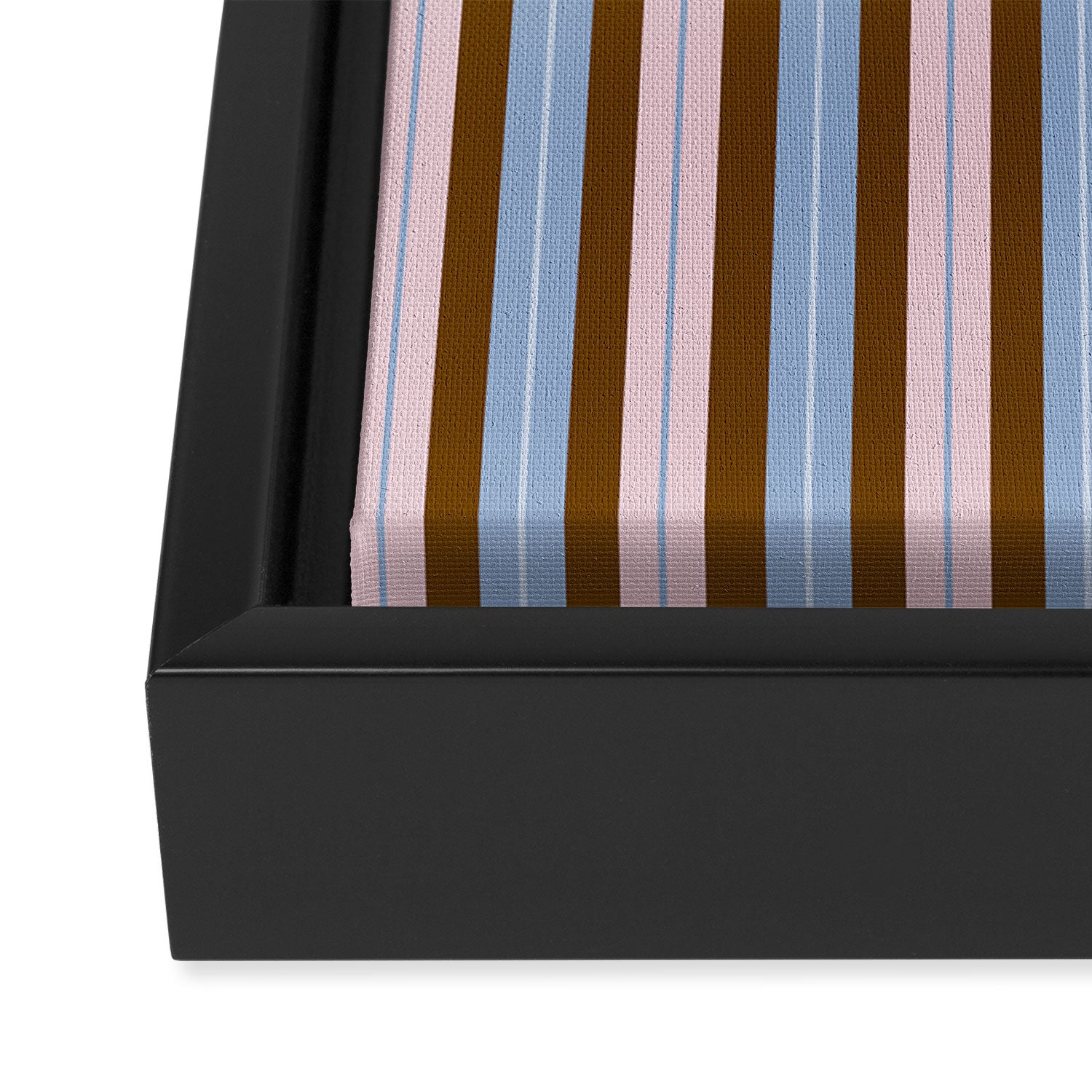 Vertical Stripes Double Stripe Pattern in Pastel Blue Pink Brown Framed Canvas Print Gallery Image 3