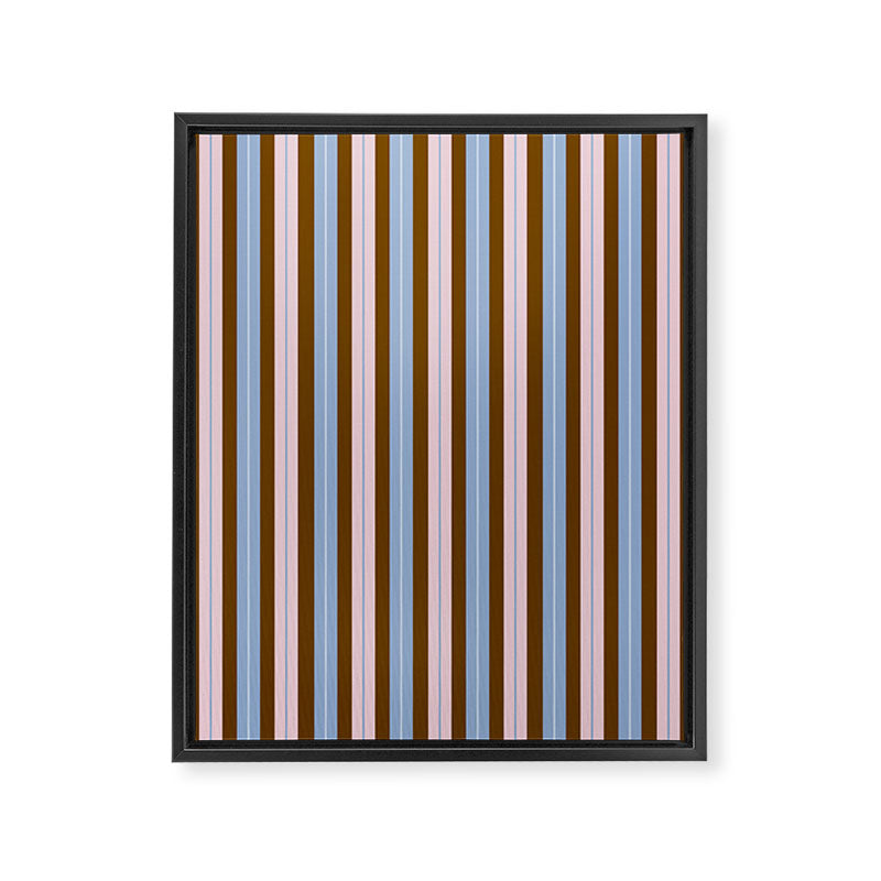 Vertical Stripes Double Stripe Pattern in Pastel Blue Pink Brown Framed Canvas Print Gallery Image 8