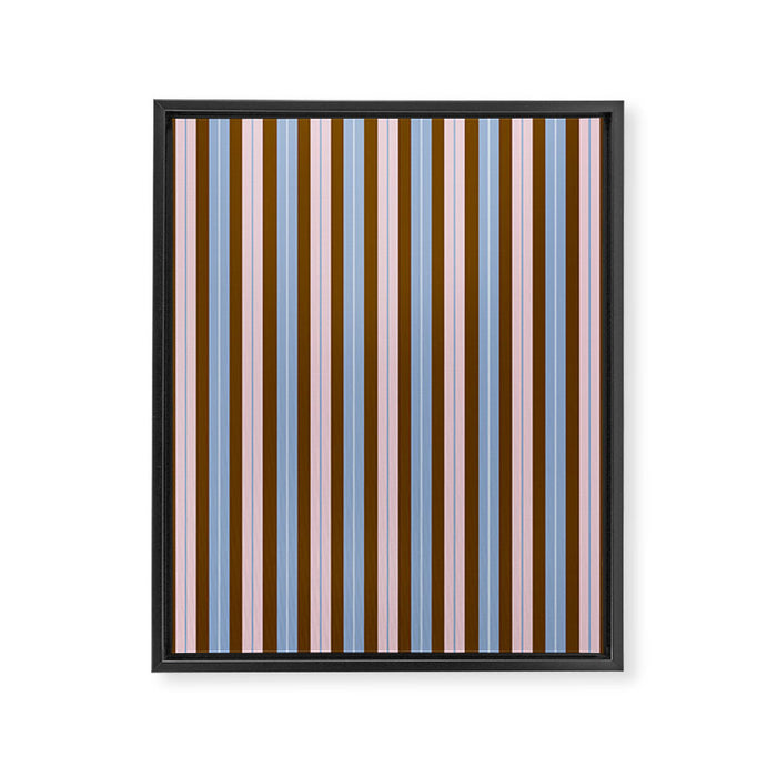 Vertical Stripes Double Stripe Pattern in Pastel Blue Pink Brown Framed Canvas Print Gallery Image 1