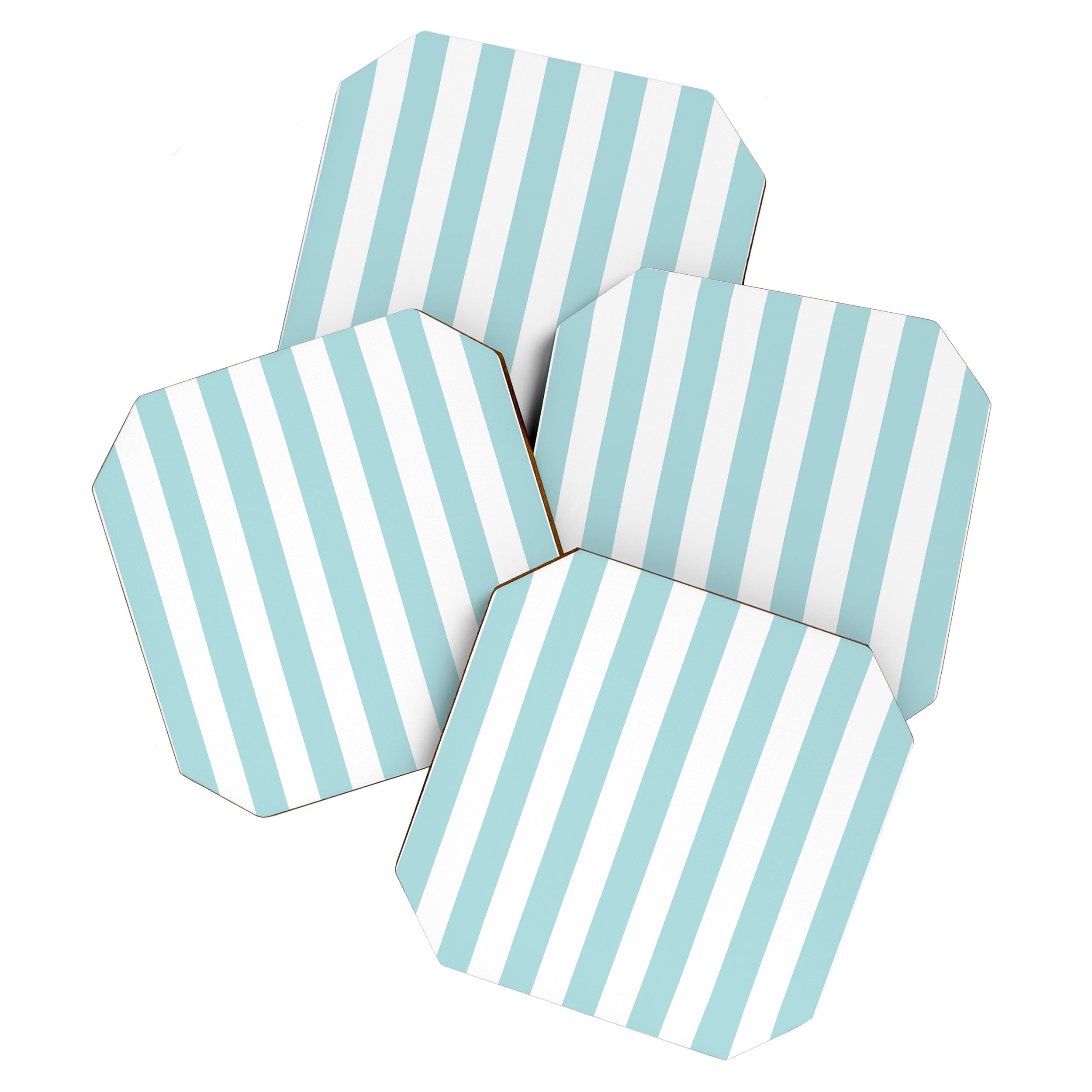 Vertical Stripes in Light Robins Egg Blue and White Coaster Gallery Image 1