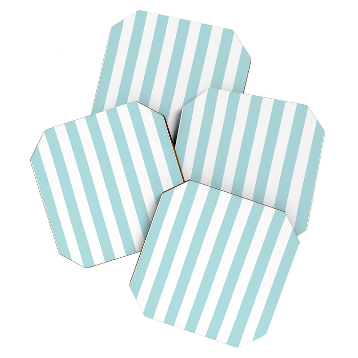 Vertical Stripes in Light Robins Egg Blue and White Coaster Gallery Image 1