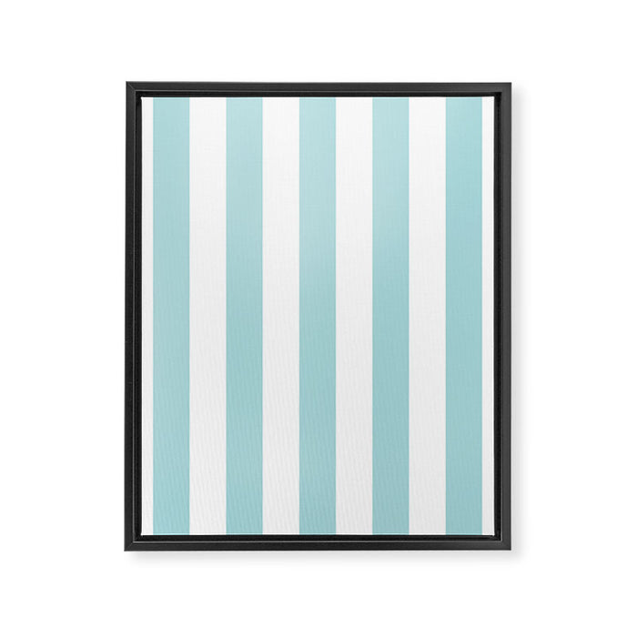 Vertical Stripes in Light Robins Egg Blue and White Framed Canvas Print Gallery Image 1