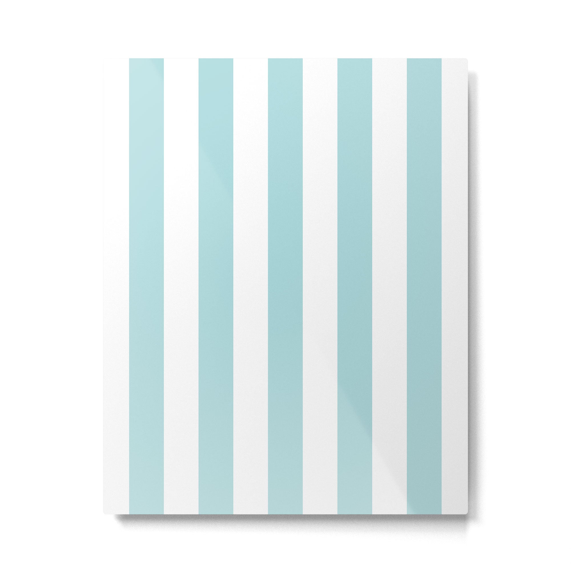 Vertical Stripes in Light Robins Egg Blue and White Metal Print Gallery Image 6