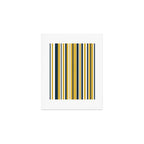 Vertical Stripes in Navy Blue, Mustard Yellow, and White Art Print Gallery Image 1