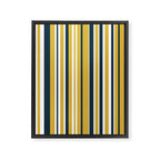 Vertical Stripes in Navy Blue, Mustard Yellow, and White Framed Canvas Print Gallery Image 8