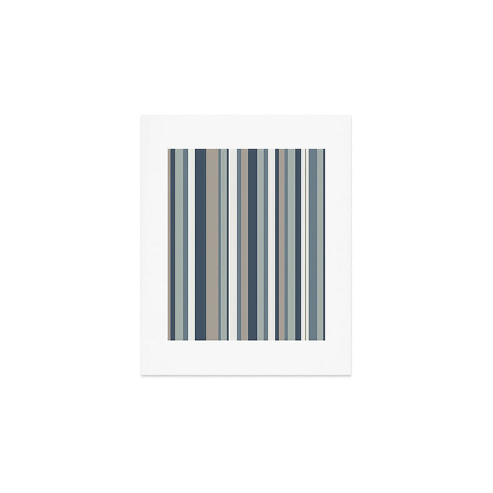 Vertical Stripes in Neutral Blue Gray Shades Art Print Gallery Image 1