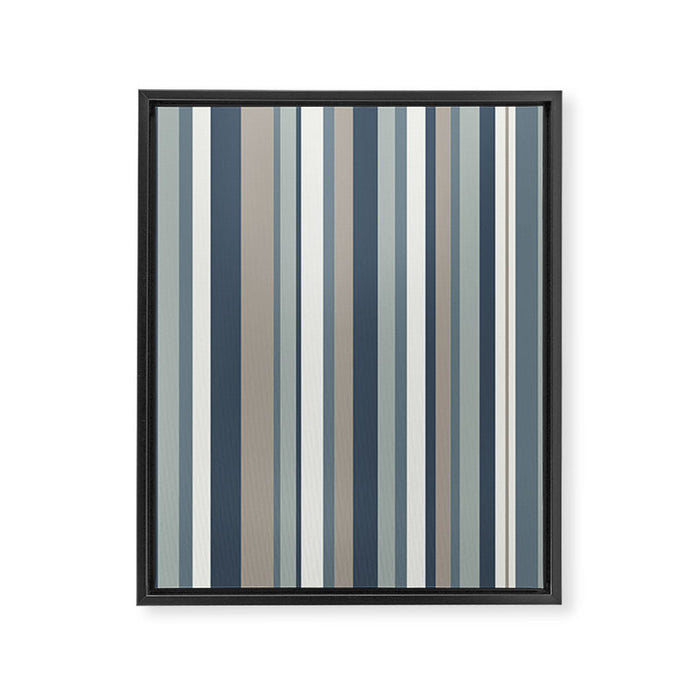 Vertical Stripes in Neutral Blue Gray Shades Framed Canvas Print Gallery Image 1