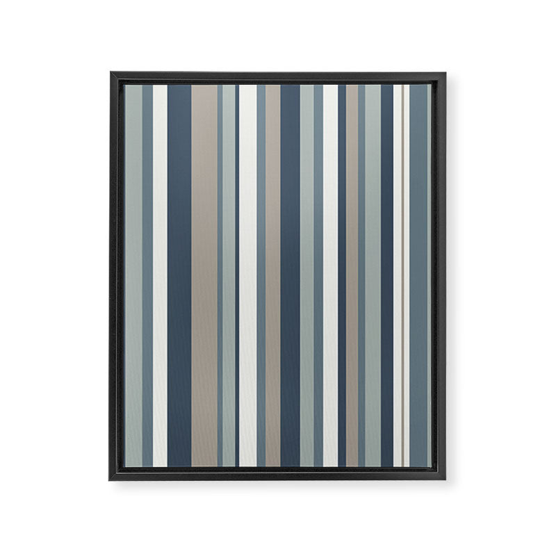 Vertical Stripes in Neutral Blue Gray Shades Framed Canvas Print Gallery Image 8