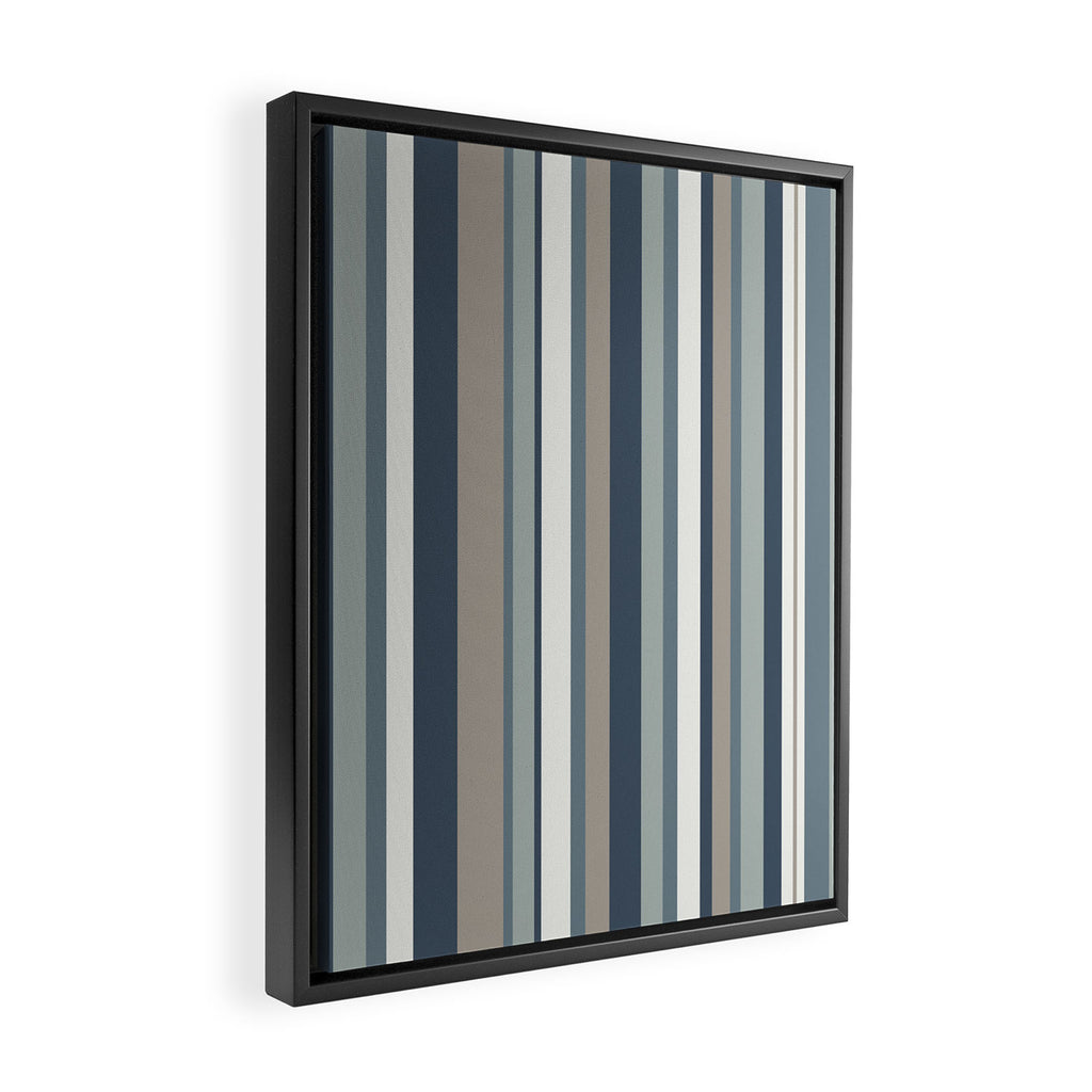 Vertical Stripes in Neutral Blue Gray Shades Framed Canvas Print Gallery Image 2