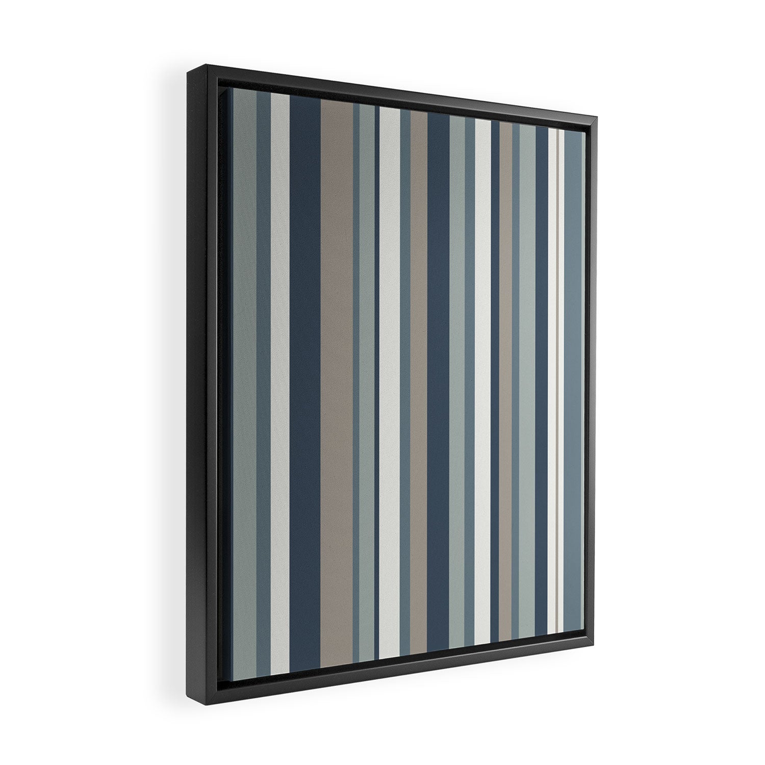 Vertical Stripes in Neutral Blue Gray Shades Framed Canvas Print Gallery Image 2