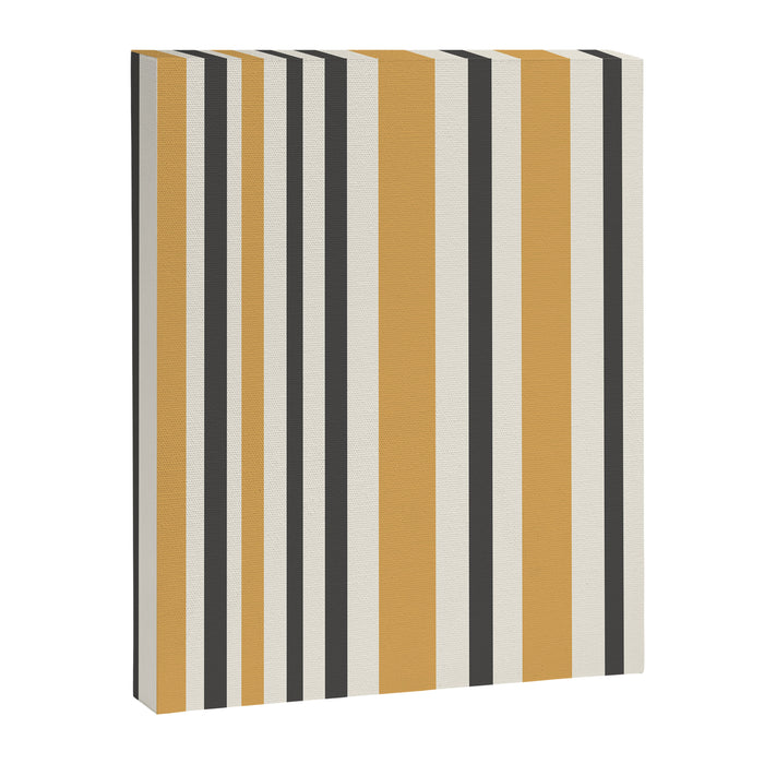Vertical Stripes Muted Gold and Charcoal Variable Retro Modern Stripe Pattern Canvas Print Gallery Image 1