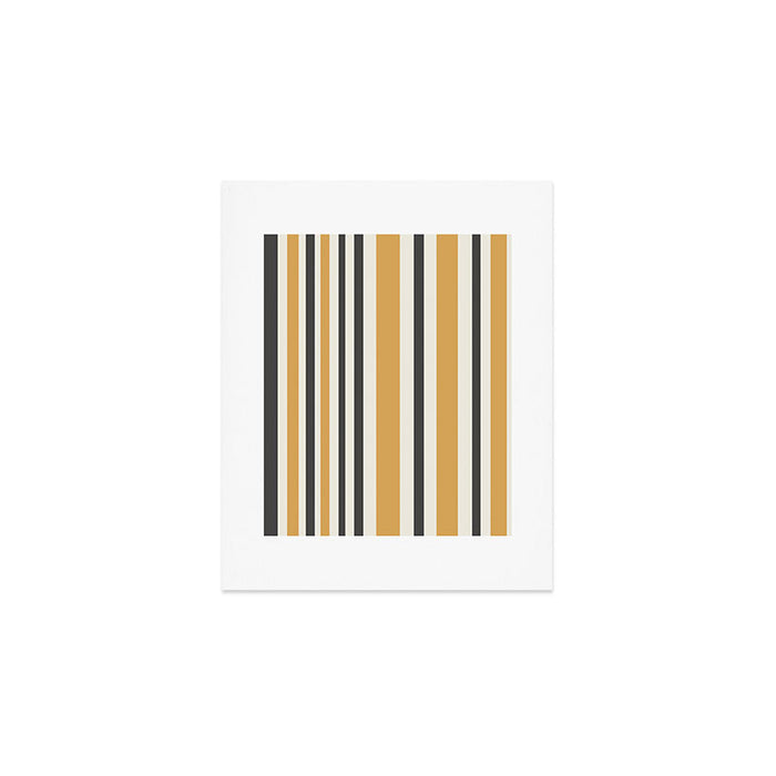 Vertical Stripes Muted Gold and Charcoal Variable Retro Modern Stripe Pattern Art Print Gallery Image 1