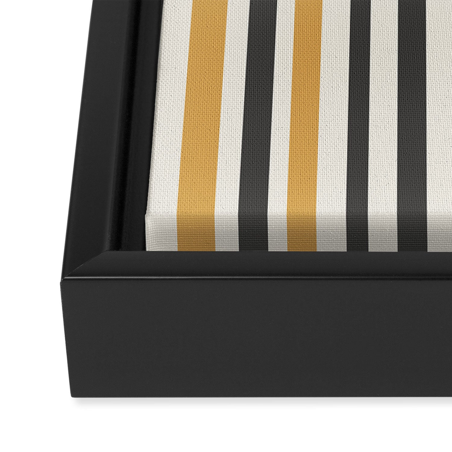 Vertical Stripes Muted Gold and Charcoal Variable Retro Modern Stripe Pattern Framed Canvas Print Gallery Image 3