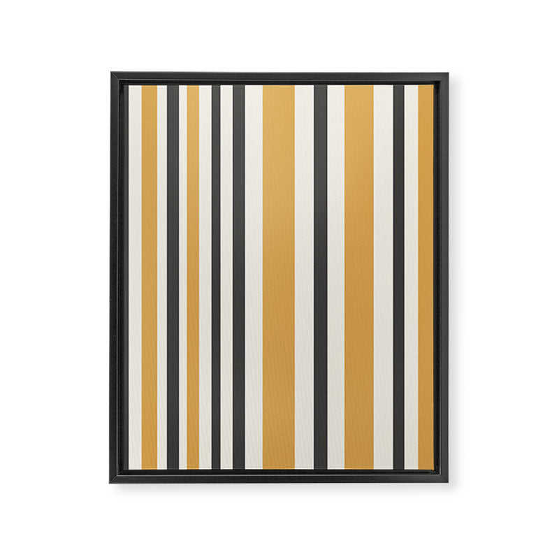 Vertical Stripes Muted Gold and Charcoal Variable Retro Modern Stripe Pattern Framed Canvas Print Gallery Image 8