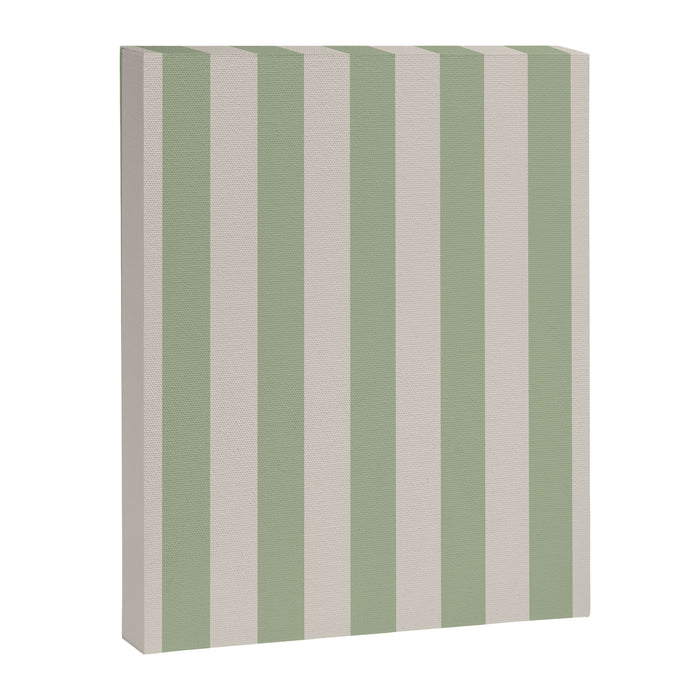 Vertical Stripes Narrow Pattern in Sage and Beige Canvas Print Gallery Image 1