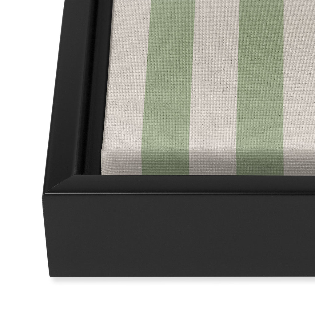 Vertical Stripes Narrow Pattern in Sage and Beige Framed Canvas Print Gallery Image 3