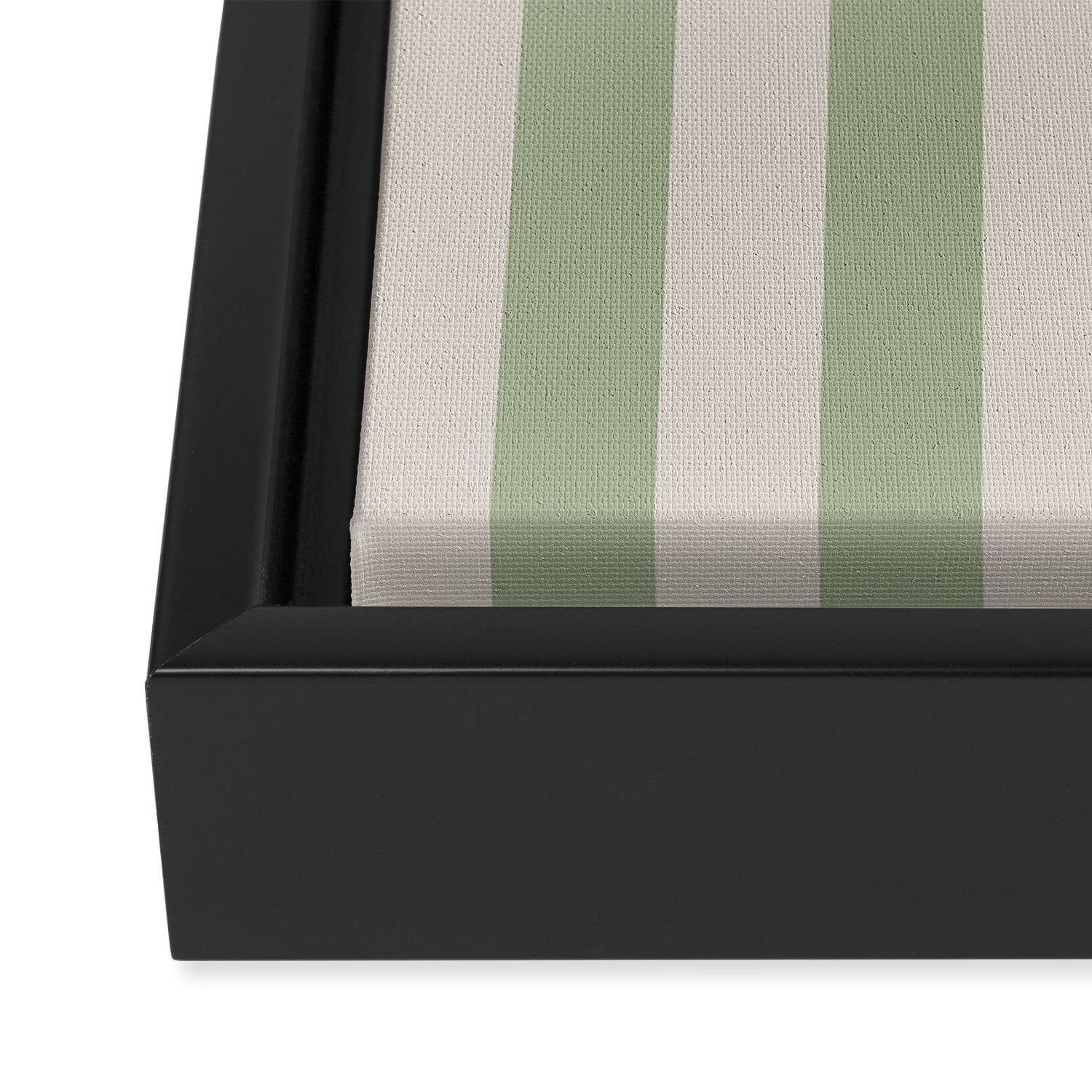 Vertical Stripes Narrow Pattern in Sage and Beige Framed Canvas Print Gallery Image 3