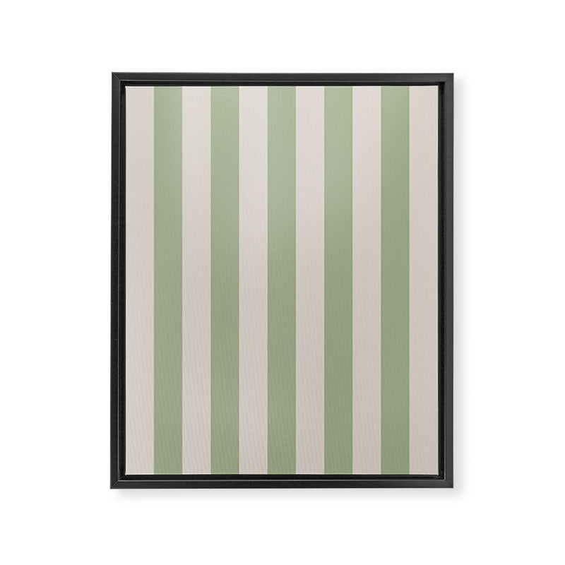 Vertical Stripes Narrow Pattern in Sage and Beige Framed Canvas Print Gallery Image 8